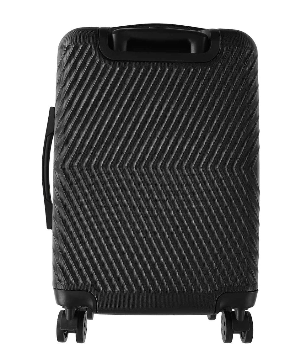 Hardshell Spinner Suitcase, Black, 20 Inch Carry On Luggage with Chevron Pattern, 360° Wheels, Expandable